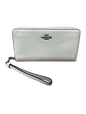 Coach Long Zip Around Wallet Chalk/SV Refined Calf Leather NEW